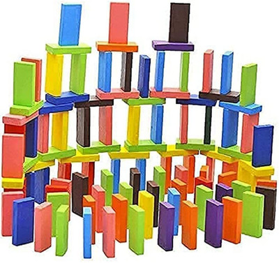 venimall 100 pcs 10 Color Wooden Dominos Blocks Set(Multicolor)