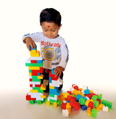 ARIZON 100 pcs Mega Jumbo size Building blocks of 8 attractive Design with Wheels(Multicolor)