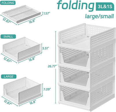 D&D NX Set of 3, Stack it Up | Large Cloth Stacker | Foldable Shirt Storage Stacker Drawer Divider(Plastic)
