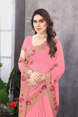 KHRITI FAB Georgette Embroidered Blouse Material