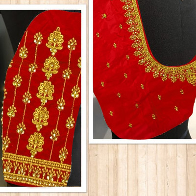 OMINI FASHION Art Silk Embroidered Blouse Material