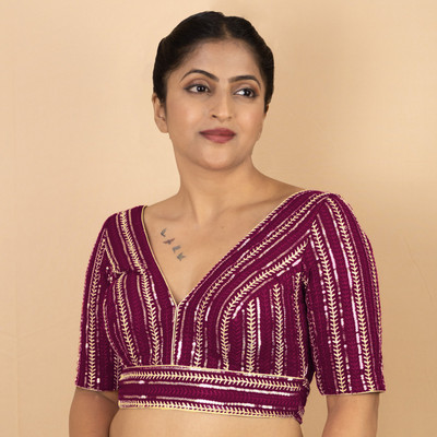PU Fashion V-Neck Women Blouse