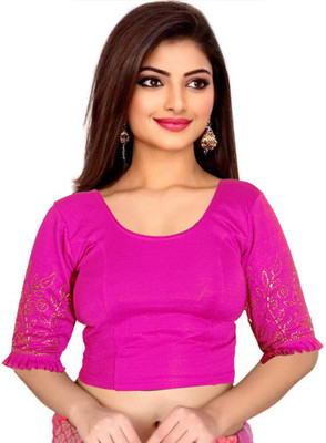 PU Fashion Round Neck Women Blouse