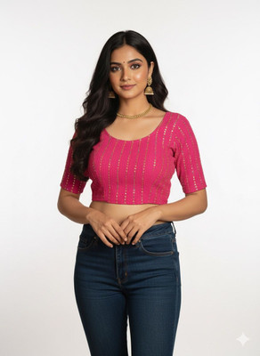 Aadhyacreations Round Neck Women Blouse