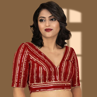 PU Fashion V-Neck Women Blouse