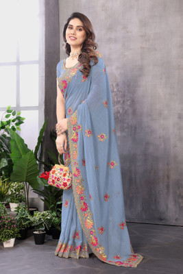 KHRITI FAB Embroidered, Floral Print Bollywood Georgette Saree(Pack of 2, Multicolor)