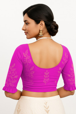 PU Fashion Round Neck Women Blouse