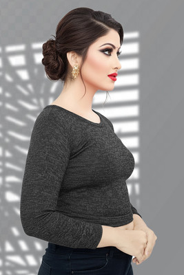 PU Fashion Boat Neck Women Blouse