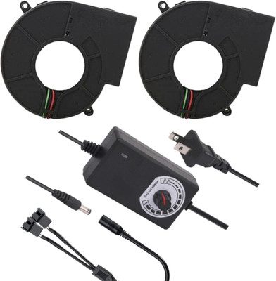 Enormity 2pcs 7530mm DC Blower, 12V, with 120V - 240V AC Plug, Variable Speed Controller Forward Curved Air Blower(Corded)
