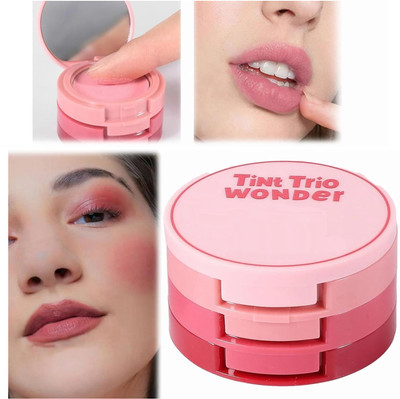 MYEONG Tint Trio 3 in 1 Lip And Cheek Cream Tint(Multi Shade)