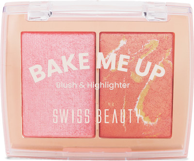 SWISS BEAUTY Bake Me Up Blush & Highlighter- Pink Macaron(Multicolor)