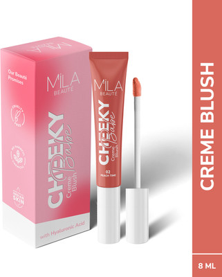 MILA BEAUTÉ Cheeky Babe Cream Blush With Hyaluronic Acid I Dewy & Radiant Matt Finish(Peach Time)
