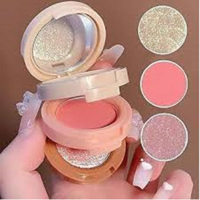 Lui Pui 3 in 1 blush & highlighter cheek tint makeup(MULTICOLOR)