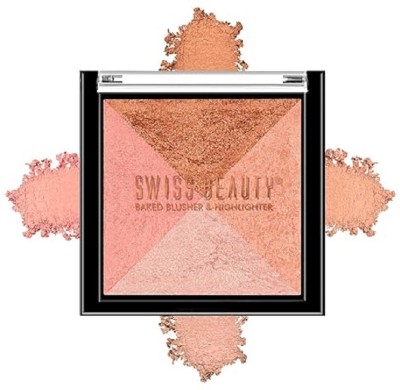 SWISS BEAUTY Shimmer Baked Blusher and Highlighter Palette Shade -- 1(Shade - 1)