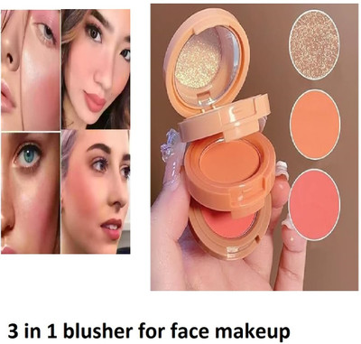 Lui Pui new 3 in 1 blusher for face makeup amazing for womans pack of 1(multicolor)