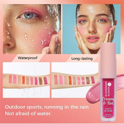 BLUST&FAMME Liquid Blush Stick For Cheeks, Soft Velvet Cream Face Cheek Tint of 1f(pink)