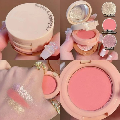 MYEONG 3 In 1 Matte Highlighter Blush Palette Pearly Blusher Shimmer Brighten Kit Highlighter(Multi Shades)