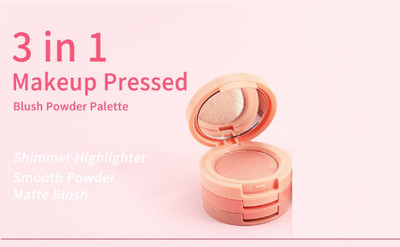 Herrlich 3 in 1 face blusher + highlihger with mini eyeshadow palette(MULTICOLOR)
