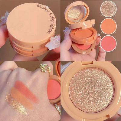SEUNG Natural 3 In 1 Blush Matte Makeup Lightweight Face Blusher and Highlighter Kit(MULTICOLOR)