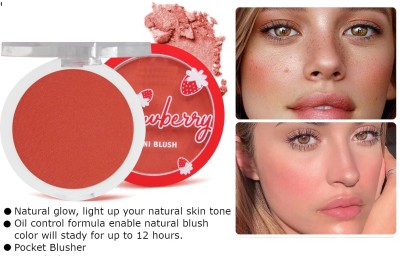 HUZURLU Professional & New Matte Blusher, Face Makeup Mini Blush Pocket Blusher(Strawberry)