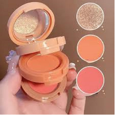 Lui Pui attractive color 3 in 1 blusher highlighter pack of 1(multicolor)