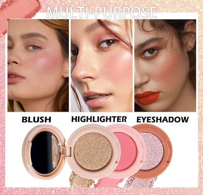 BLUEMERMAID 3 In 1 Highlighter Palette & Blush, Blendable Face Contouring Kit(MULTICOLOR)