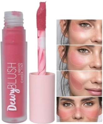 AFARAXIA Soft Creamy Liquid Blush for Cheeks Dewy Finish longlasting and smooth texture(Pink)