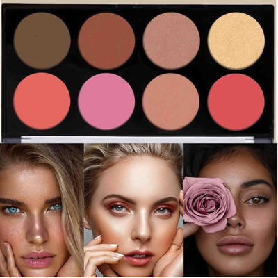 THTC 4 Matte Blusher Palette with 2 Shimmer Highlighter & 2 Bronzers(MULTICOLOR)