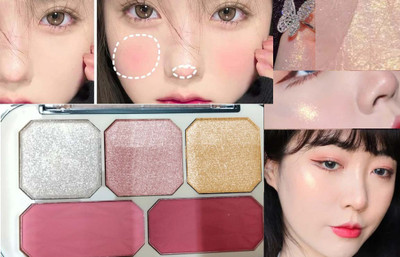 Latixmat Blusher & Highlighter Palette for Face makeup(MULTI COLOR)