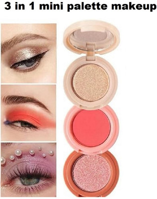 Lui Pui 3 in 1 palette blusher & highlighter makeup(MULTICOLOR)