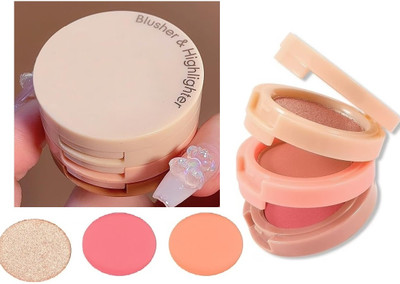 Herrlich 3 in 1 matte blusher and highlighter travel friendly palette(MULTICOLOR)