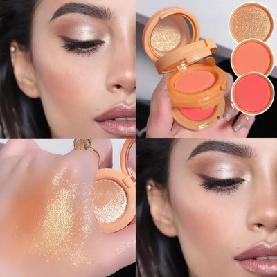 GULGLOW99 Travel Friendly 3 in 1 face blusher + highlihger with mini compact Highlighter(MULTICOLORS)
