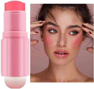 HUZURLU 3 in 1 Blusher Stick Multi-Use Long Lasting Cream Blusher Stick(pink)