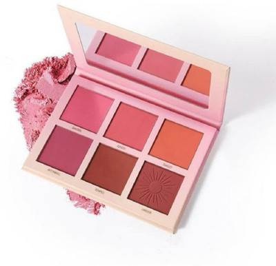 Love Nature 6 In 1 Touch Blush Palette Professional High Pigment Natural Flush With Mirror(The Swiss Matte Pigmented Pressed Powder Blush Edition)