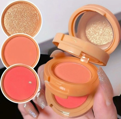 FLORERO 3in1 Lip and Tint Blush Baked Blusher Highlighter Lips Eyes Cheek Makeup(Multicolor)