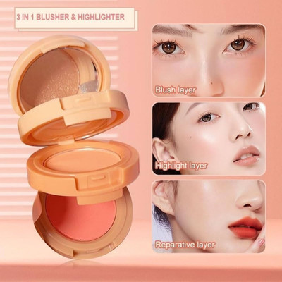 BLUEMERMAID MINI 3 IN 1 BLUSHER WITH MATTE FINISH FOR WOMEN(JK-09)