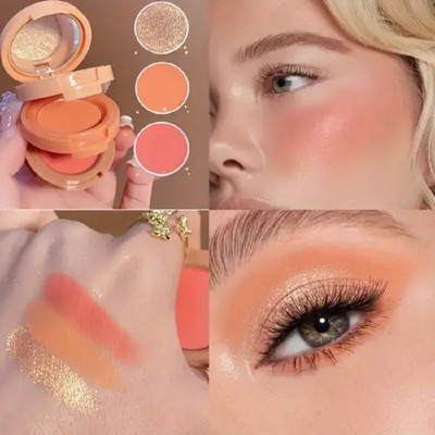 HUZURLU 3-In-1 Face Palette Highlight, Blush, Eyeshadow, Matte Finish(MULTICOLOR)