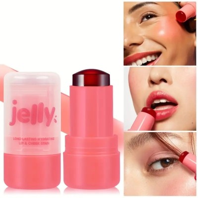 WOONGMI Jelly Blush, Cooling Water Jelly Tint, Lip and Cheek Blush Stick, Lip Color(Red)