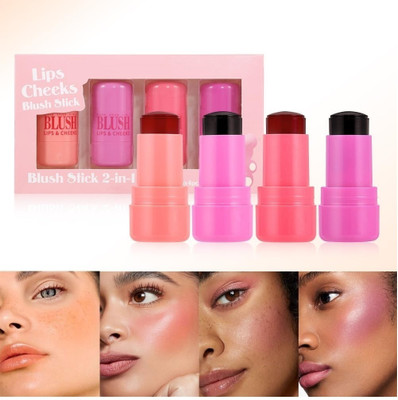 THTC New Jelly Blusher Stick, Multi-purpose Lip and Cheek Color Stick, Jelly Texture(Multi-color)
