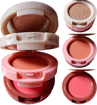 USBK 3 in 1 Makeup Blusher & Contour Palette Blush Highlighter(Multicolored)