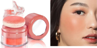 GABBU Puff Blush - Buildable & Blendable With Puff Applicator & Mirror(peach)