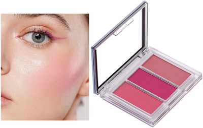 Arcanuy 3 in 1 face blusher palette matte blusher water proof(multi color)