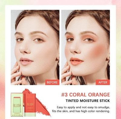 YAWI Blush Stick Solid Moisturizer Red Stick Shadow(orange)