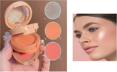 Lui Pui 3 in 1 makeup mini blusher and highlighter(multicolor)