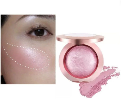 Rudvya 2 in 1 Baked Shimmer Blusher Highlighter Palette(PINK)