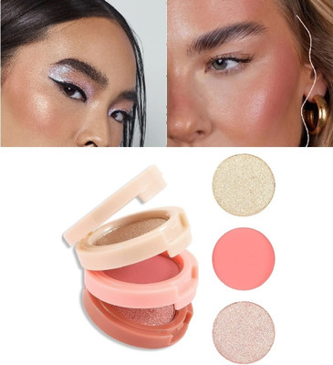 SILDUST NEW BEST 3 IN 1 BLUSHER & HIGHLIGHTER KIT(MULTICOLOR)