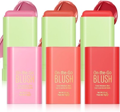 nn best lightweight multi use able blush for lasting & waterproof effect combo of 3(hot red, shy pink, coral orange)