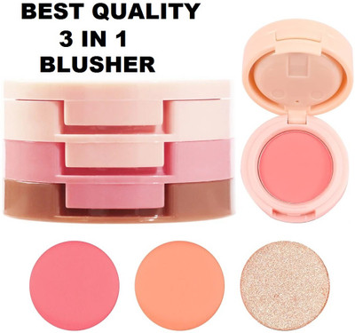 USBK 3 in 1 face blusher + highlihger with mini compact(MULTI-COLOR)