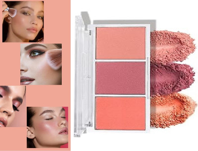 Amaryllis Palette 3 in 1 Makeup Powder Set Compact Powder Blush(Multicolour)