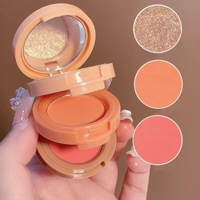 FLORERO Long Lasting 3in1 Multi Purpose Baked Blusher Highlighter Eyes & Cheeks Makeup(Multivolor)